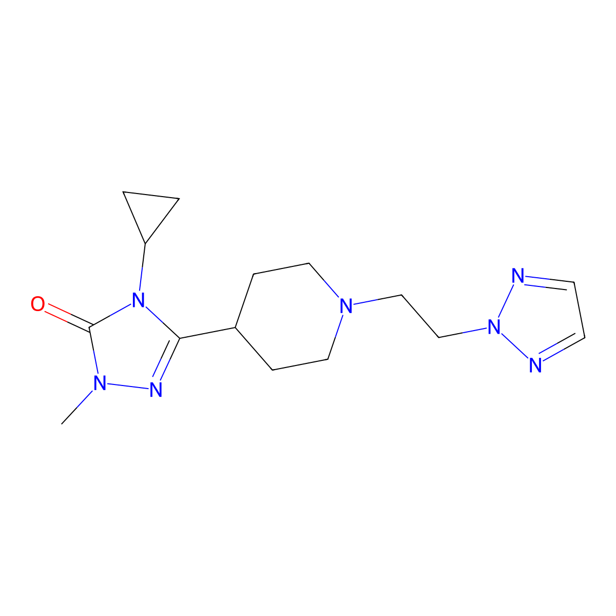 4-cyclopropyl-1-methyl-3-{1-[2-(2H-1,2,3-triazol-2-yl)ethyl]piperidin-4-yl}-4,5-dihydro-1H-1,2,4-triazol-5-one molecular structure, CAS 2742036-70-8