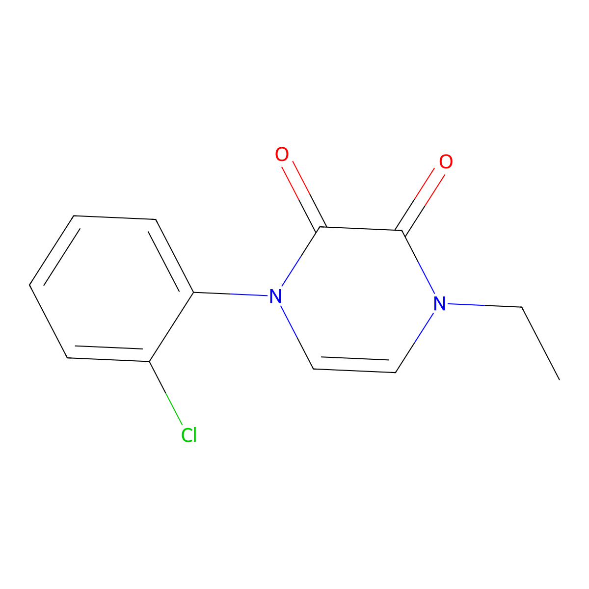 1-(2-Chlorophenyl)-4-ethyl-1,2,3,4-tetrahydropyrazine-2,3-dione molecular structure, CAS 2742036-73-1