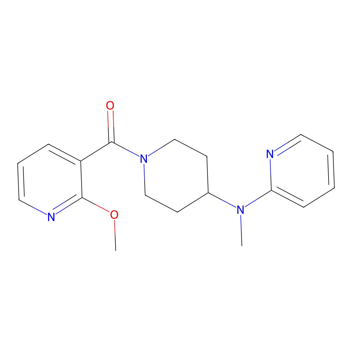 N-[1-(2-methoxypyridine-3-carbonyl)piperidin-4-yl]-N-methylpyridin-2-amine molecular structure, CAS 2742036-75-3