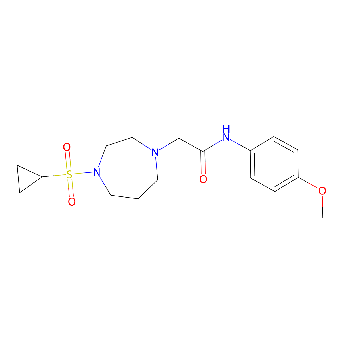 2-[4-(cyclopropanesulfonyl)-1,4-diazepan-1-yl]-N-(4-methoxyphenyl)acetamide molecular structure, CAS 2742036-76-4