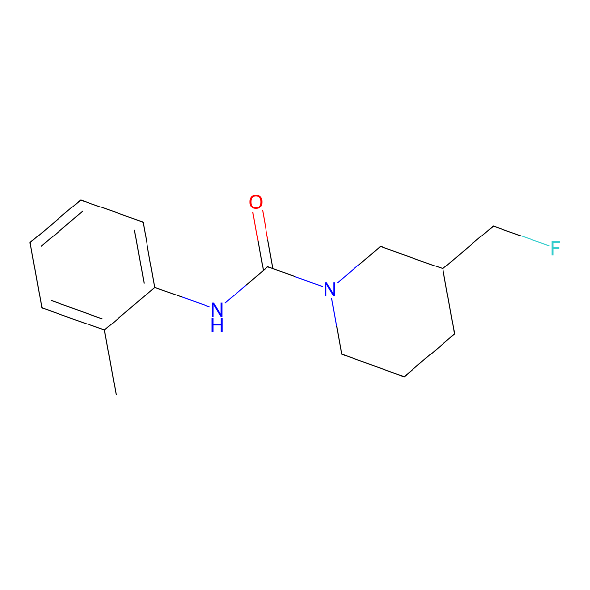 3-(fluoromethyl)-N-(2-methylphenyl)piperidine-1-carboxamide molecular structure, CAS 2742036-78-6