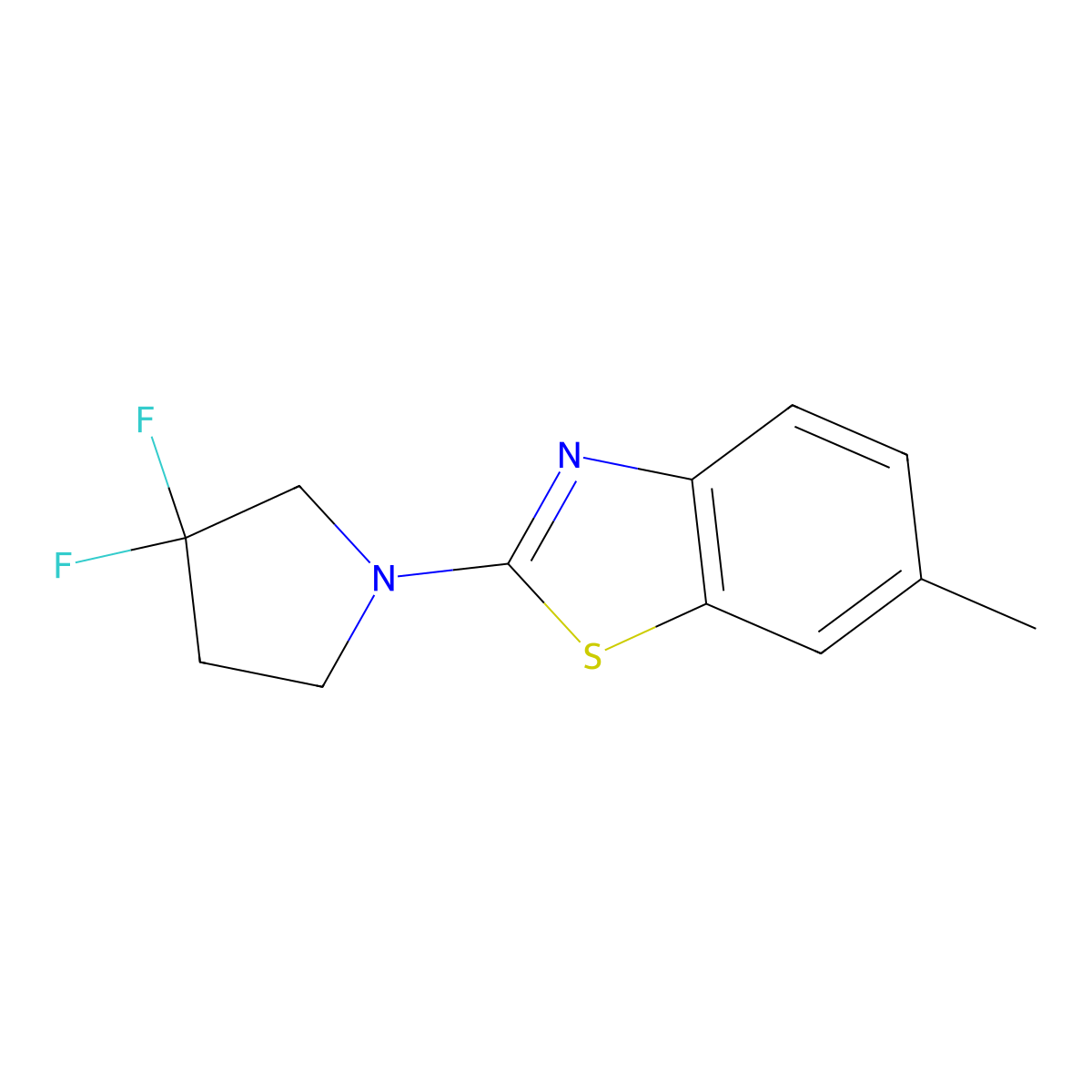 2-(3,3-Difluoropyrrolidin-1-yl)-6-methyl-1,3-benzothiazole molecular structure, CAS 2742036-79-7