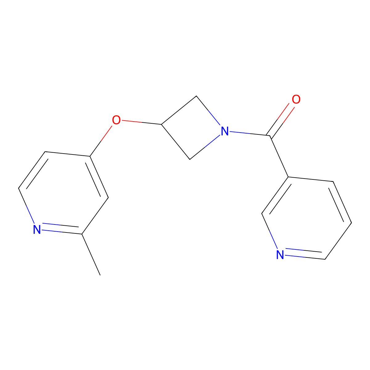 2-Methyl-4-{[1-(pyridine-3-carbonyl)azetidin-3-yl]oxy}pyridine molecular structure, CAS 2742036-91-3