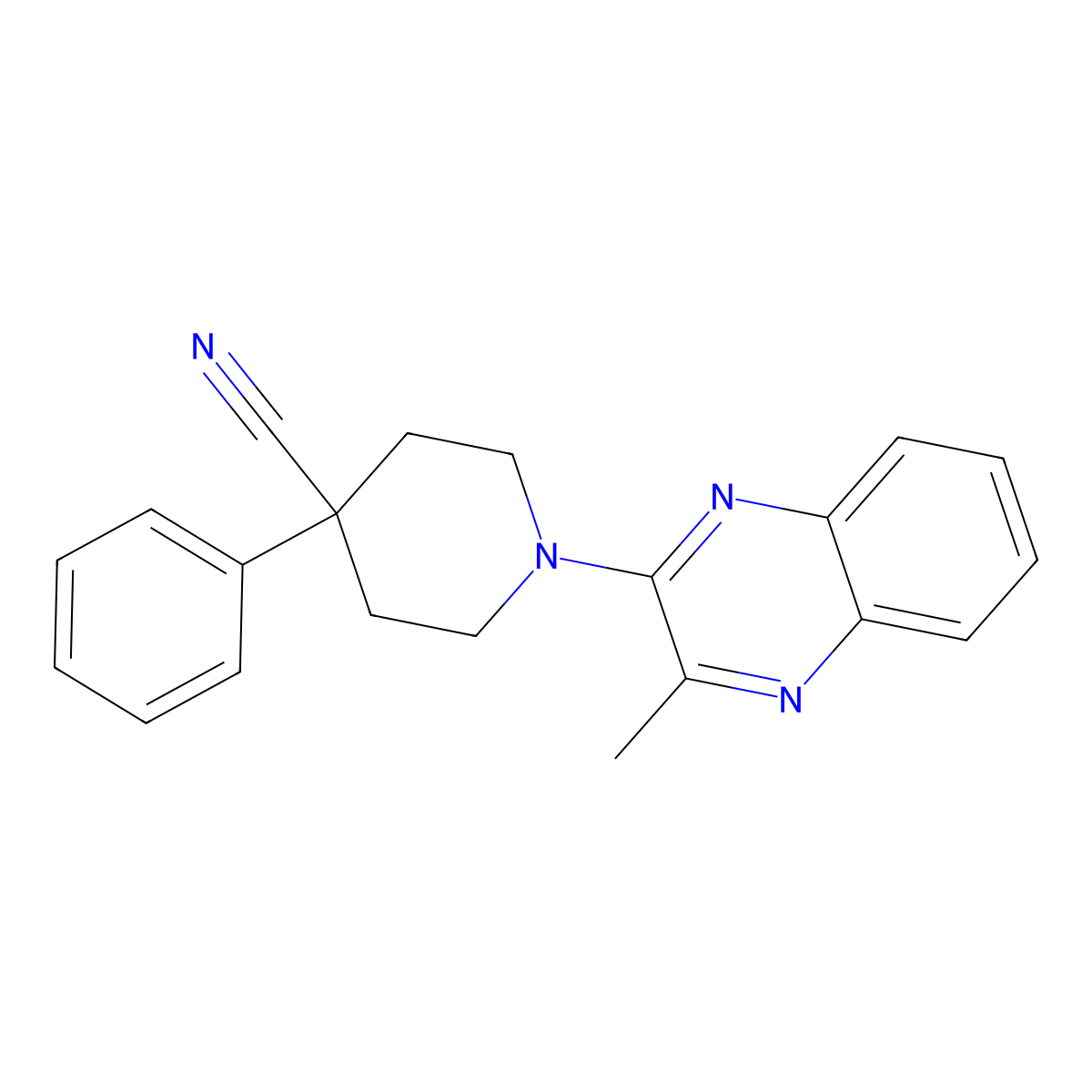1-(3-Methylquinoxalin-2-yl)-4-phenylpiperidine-4-carbonitrile molecular structure, CAS 2742036-94-6