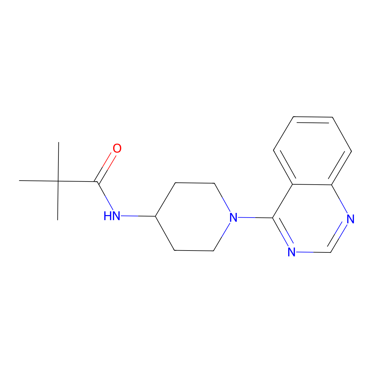 2,2-dimethyl-N-[1-(quinazolin-4-yl)piperidin-4-yl]propanamide molecular structure, CAS 2742036-98-0