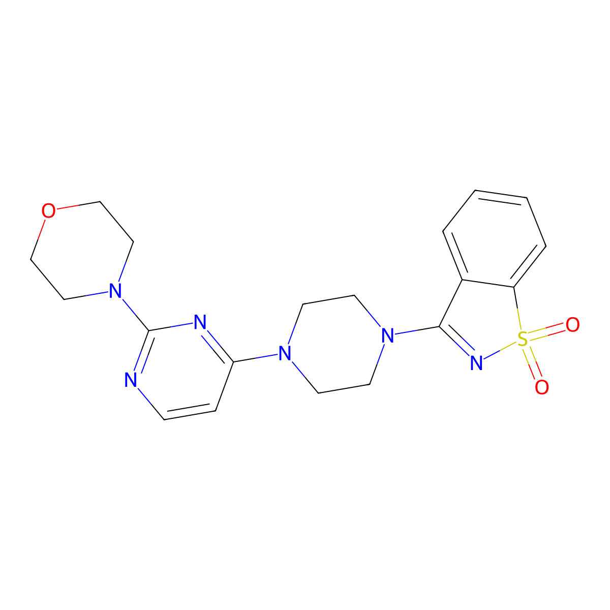 3-{4-[2-(Morpholin-4-yl)pyrimidin-4-yl]piperazin-1-yl}-1lambda6,2-benzothiazole-1,1-dione molecular structure, CAS 2742037-01-8