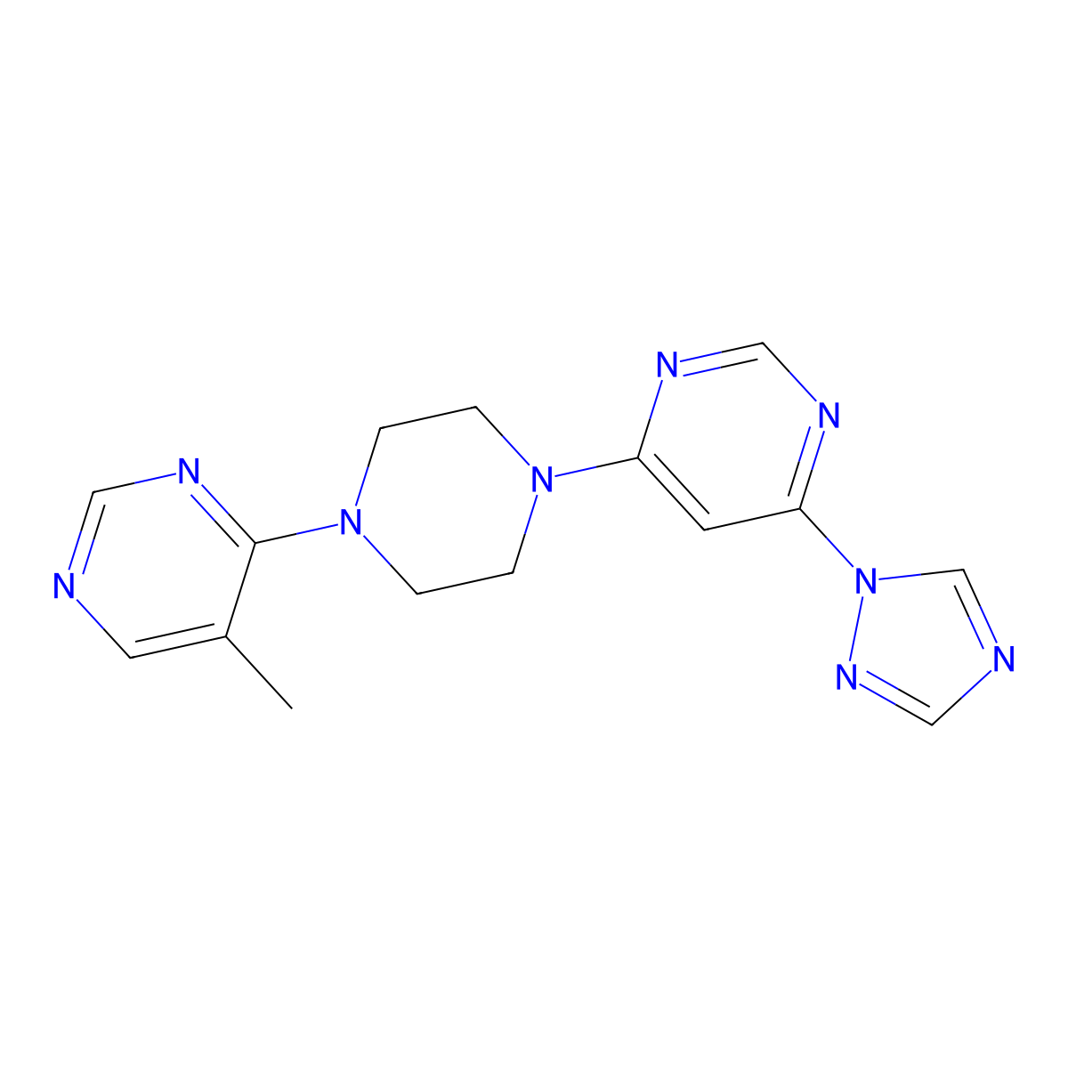 4-[4-(5-methylpyrimidin-4-yl)piperazin-1-yl]-6-(1H-1,2,4-triazol-1-yl)pyrimidine molecular structure, CAS 2742037-03-0