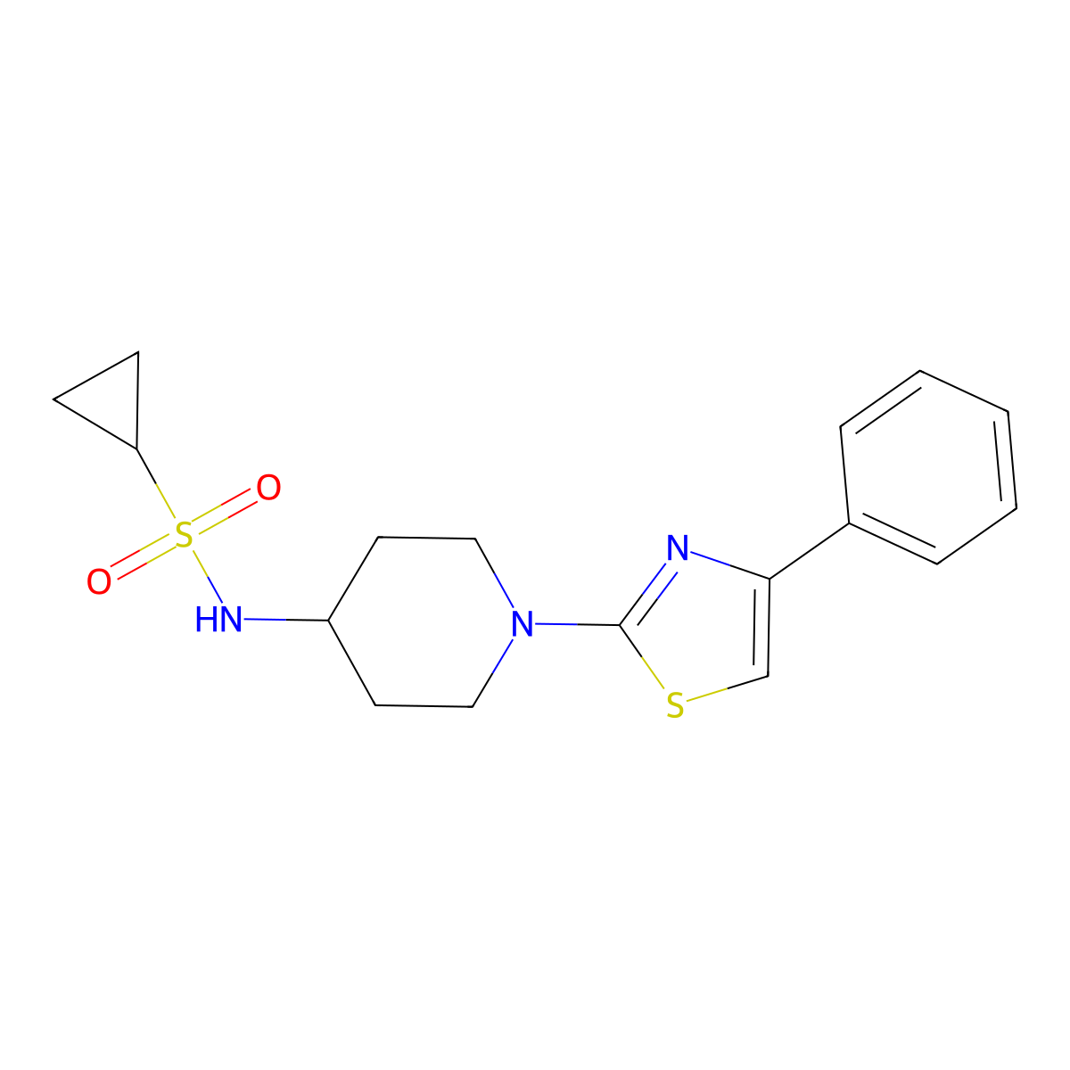 N-[1-(4-phenyl-1,3-thiazol-2-yl)piperidin-4-yl]cyclopropanesulfonamide molecular structure, CAS 2742037-04-1