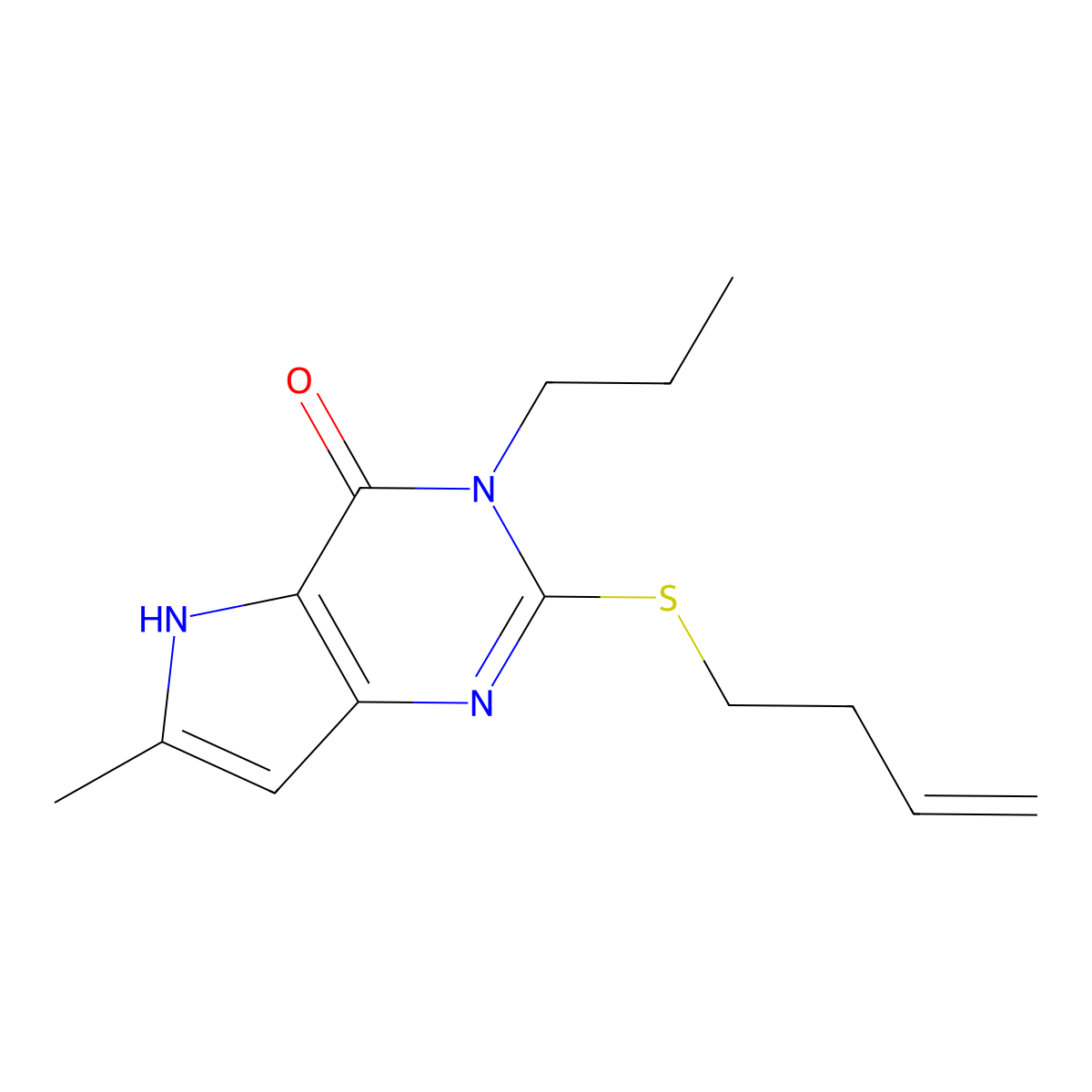 2-(but-3-en-1-ylsulfanyl)-6-methyl-3-propyl-3H,4H,5H-pyrrolo[3,2-d]pyrimidin-4-one molecular structure, CAS 2742037-05-2
