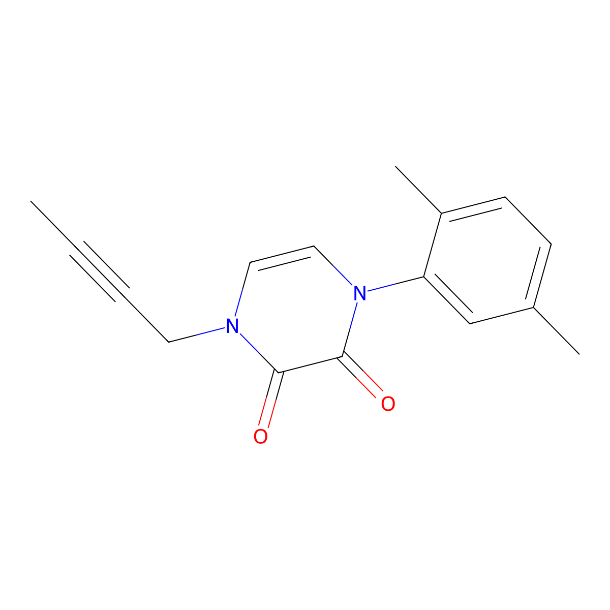 1-(But-2-yn-1-yl)-4-(2,5-dimethylphenyl)-1,2,3,4-tetrahydropyrazine-2,3-dione molecular structure, CAS 2742037-08-5