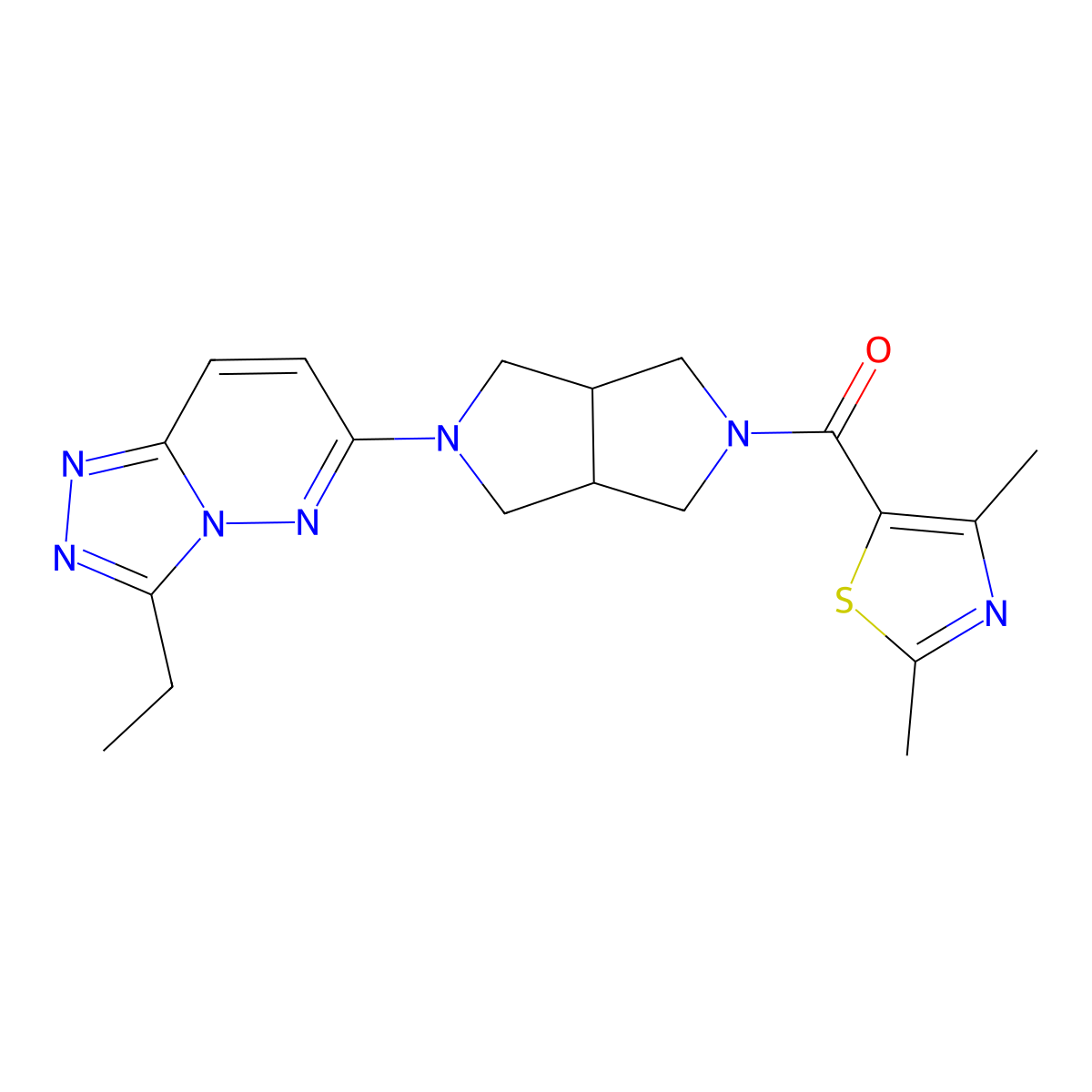 5-(5-{3-Ethyl-[1,2,4]triazolo[4,3-b]pyridazin-6-yl}-octahydropyrrolo[3,4-c]pyrrole-2-carbonyl)-2,4-dimethyl-1,3-thiazole molecular structure, CAS 2742037-09-6