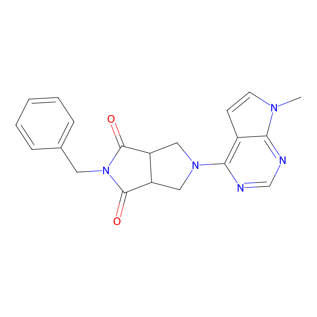 2-benzyl-5-{7-methyl-7H-pyrrolo[2,3-d]pyrimidin-4-yl}-octahydropyrrolo[3,4-c]pyrrole-1,3-dione molecular structure, CAS 2742037-12-1