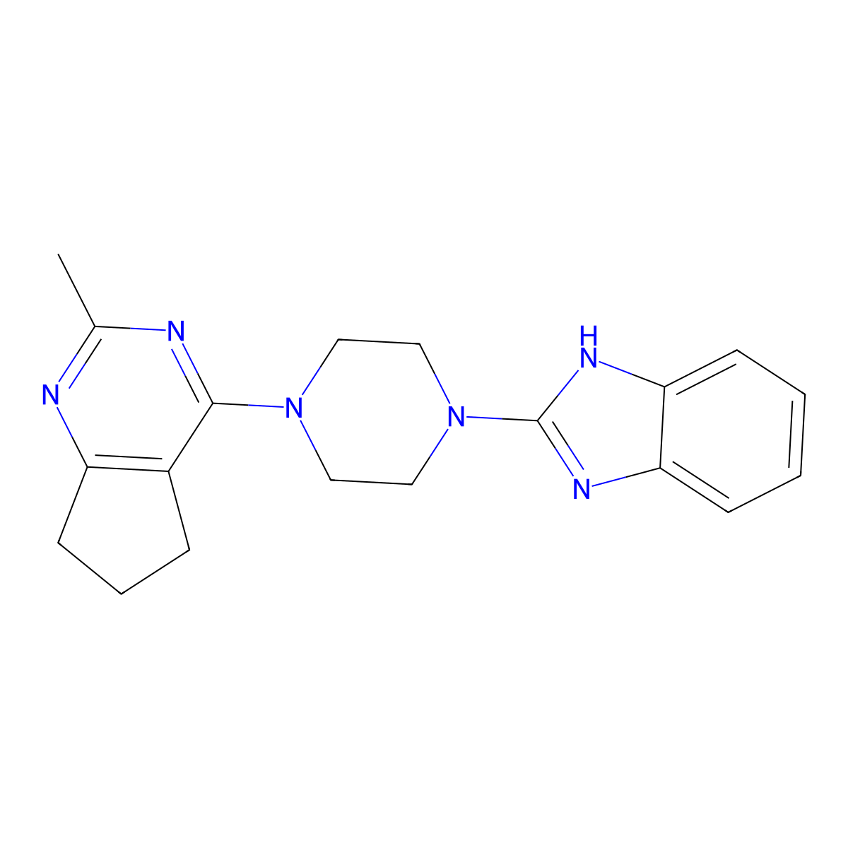 2-(4-{2-methyl-5H,6H,7H-cyclopenta[d]pyrimidin-4-yl}piperazin-1-yl)-1H-1,3-benzodiazole molecular structure, CAS 2742037-19-8