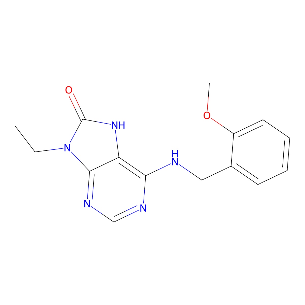 9-ethyl-6-{[(2-methoxyphenyl)methyl]amino}-8,9-dihydro-7H-purin-8-one molecular structure, CAS 2742037-20-1