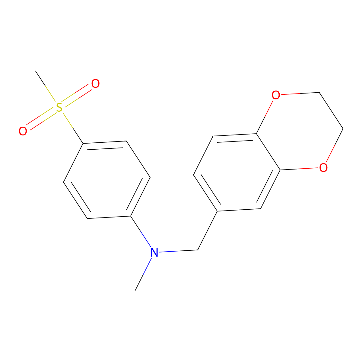 N-[(2,3-dihydro-1,4-benzodioxin-6-yl)methyl]-4-methanesulfonyl-N-methylaniline molecular structure, CAS 2742037-23-4
