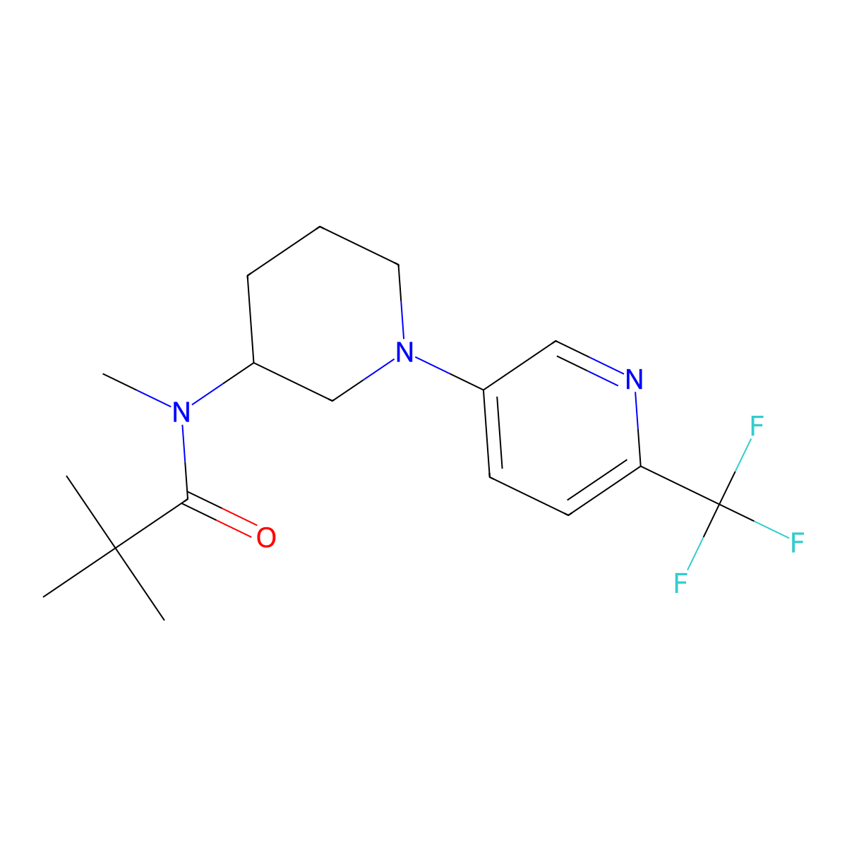 N,2,2-trimethyl-N-{1-[6-(trifluoromethyl)pyridin-3-yl]piperidin-3-yl}propanamide molecular structure, CAS 2742037-27-8