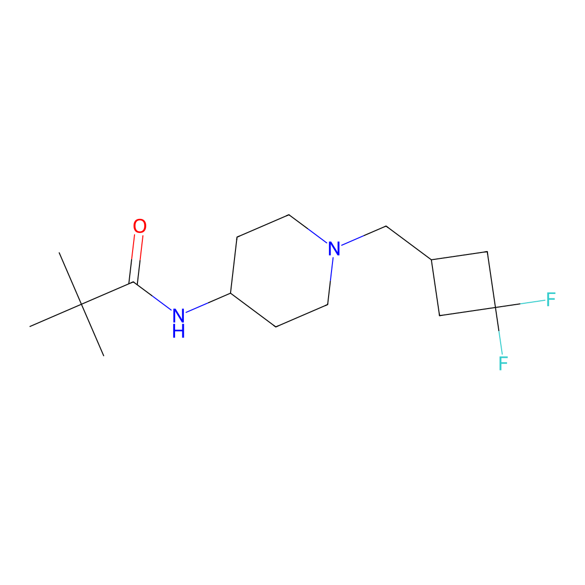 N-{1-[(3,3-difluorocyclobutyl)methyl]piperidin-4-yl}-2,2-dimethylpropanamide molecular structure, CAS 2742037-37-0