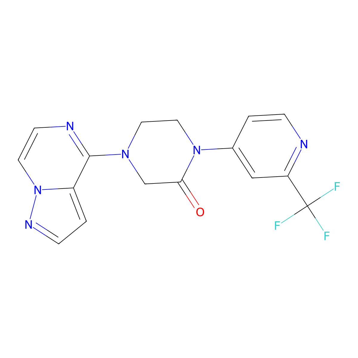 4-{Pyrazolo[1,5-a]pyrazin-4-yl}-1-[2-(trifluoromethyl)pyridin-4-yl]piperazin-2-one molecular structure, CAS 2742037-42-7