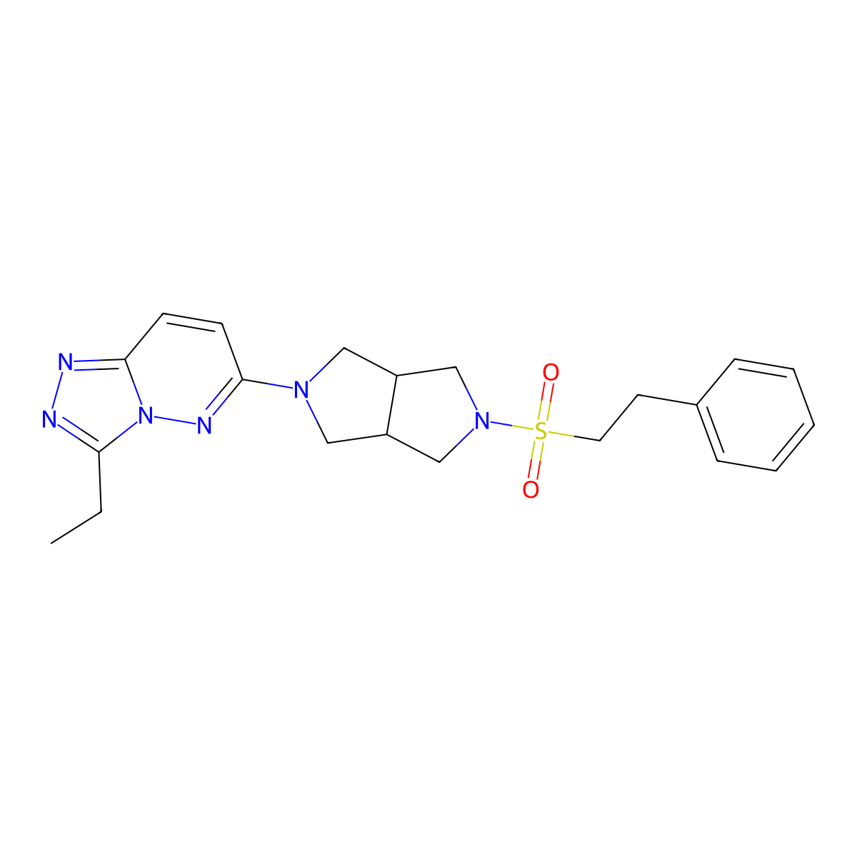 2-{3-Ethyl-[1,2,4]triazolo[4,3-b]pyridazin-6-yl}-5-(2-phenylethanesulfonyl)-octahydropyrrolo[3,4-c]pyrrole molecular structure, CAS 2742037-53-0