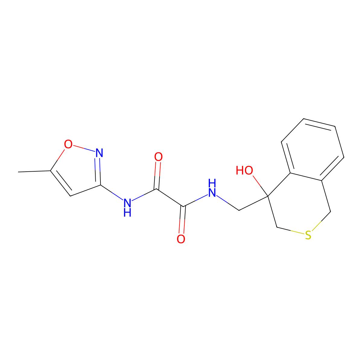 N'-[(4-hydroxy-3,4-dihydro-1H-2-benzothiopyran-4-yl)methyl]-N-(5-methyl-1,2-oxazol-3-yl)ethanediamide molecular structure, CAS 2742037-58-5