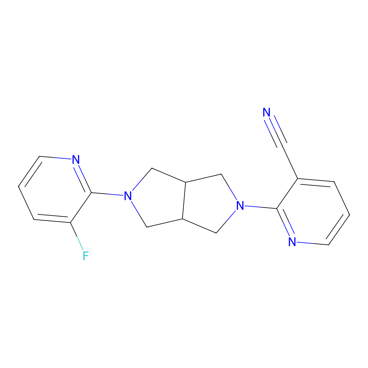 2-[5-(3-Fluoropyridin-2-yl)-octahydropyrrolo[3,4-c]pyrrol-2-yl]pyridine-3-carbonitrile molecular structure, CAS 2742037-59-6
