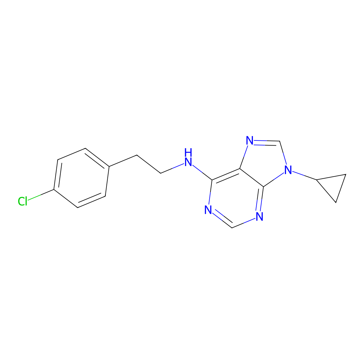 N-[2-(4-chlorophenyl)ethyl]-9-cyclopropyl-9H-purin-6-amine molecular structure, CAS 2742037-67-6