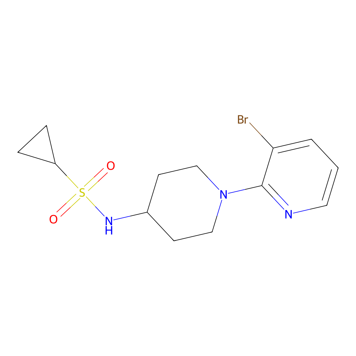 N-[1-(3-bromopyridin-2-yl)piperidin-4-yl]cyclopropanesulfonamide molecular structure, CAS 2742037-74-5