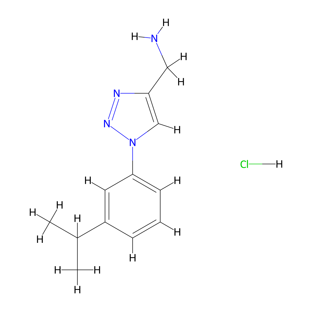 1-{1-[3-(propan-2-yl)phenyl]-1H-1,2,3-triazol-4-yl}methanamine hydrochloride molecular structure, CAS 2742037-80-3