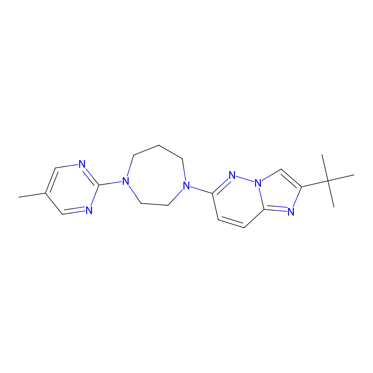 1-{2-Tert-butylimidazo[1,2-b]pyridazin-6-yl}-4-(5-methylpyrimidin-2-yl)-1,4-diazepane molecular structure, CAS 2742037-84-7