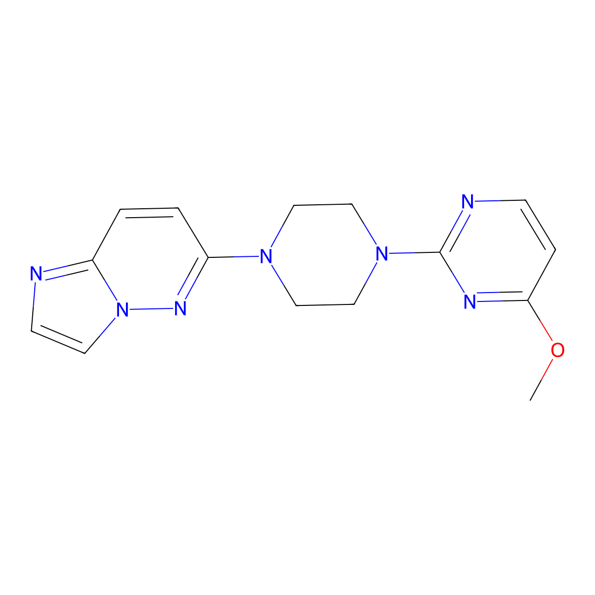 2-(4-{Imidazo[1,2-b]pyridazin-6-yl}piperazin-1-yl)-4-methoxypyrimidine molecular structure, CAS 2742037-85-8