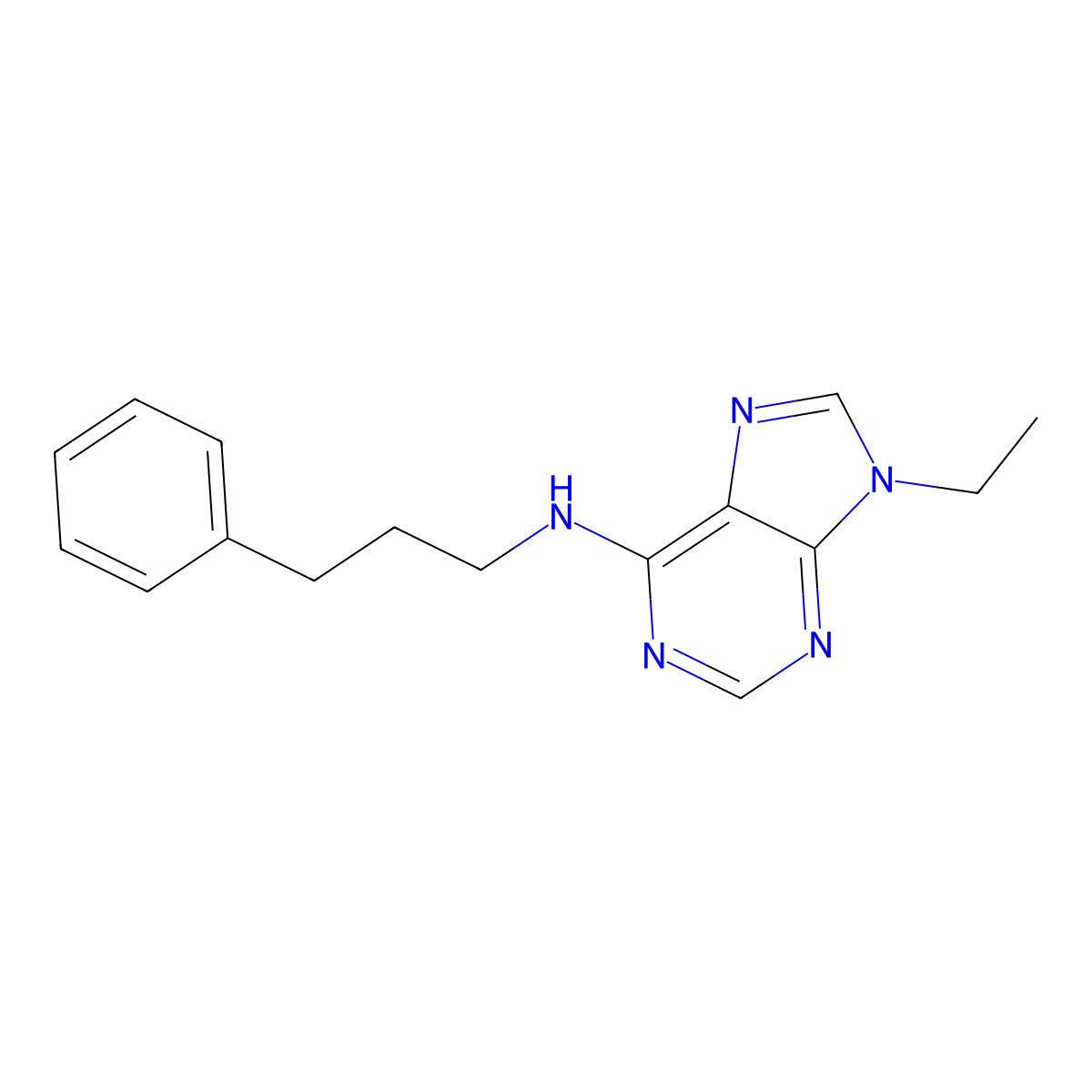 9-ethyl-N-(3-phenylpropyl)purin-6-amine molecular structure, CAS 2742037-91-6