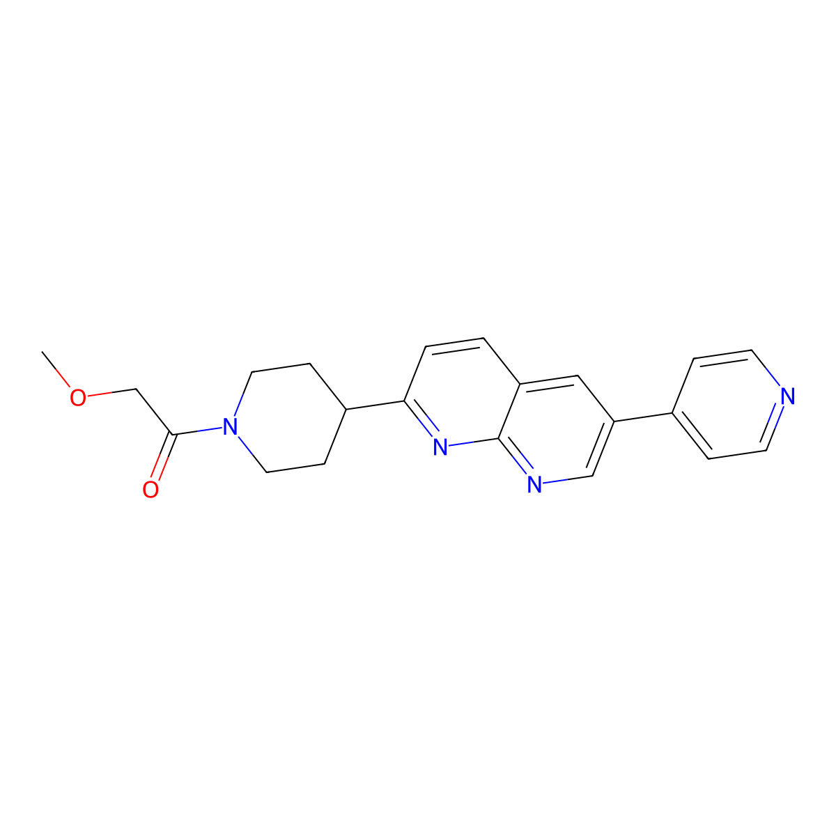 2-Methoxy-1-{4-[6-(pyridin-4-yl)-1,8-naphthyridin-2-yl]piperidin-1-yl}ethan-1-one molecular structure, CAS 2742038-12-4