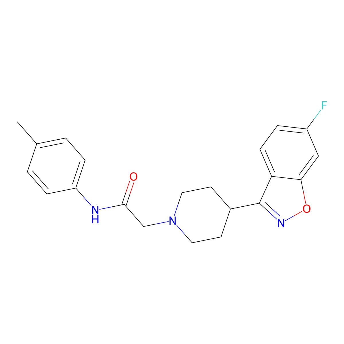 2-[4-(6-fluoro-1,2-benzoxazol-3-yl)piperidin-1-yl]-N-(4-methylphenyl)acetamide molecular structure, CAS 2742038-14-6