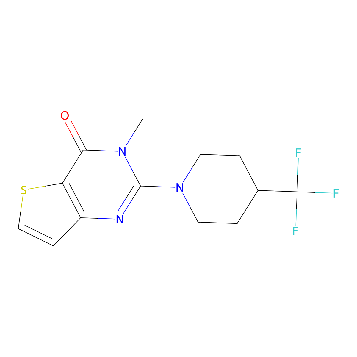 3-methyl-2-[4-(trifluoromethyl)piperidin-1-yl]-3H,4H-thieno[3,2-d]pyrimidin-4-one molecular structure, CAS 2742038-15-7