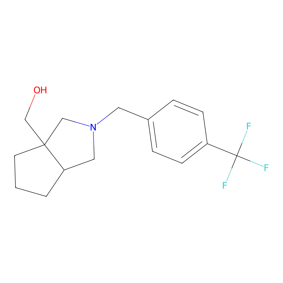 (2-{[4-(Trifluoromethyl)phenyl]methyl}-octahydrocyclopenta[c]pyrrol-3a-yl)methanol molecular structure, CAS 2742038-20-4