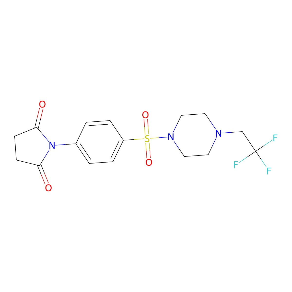 1-(4-{[4-(2,2,2-Trifluoroethyl)piperazin-1-yl]sulfonyl}phenyl)pyrrolidine-2,5-dione molecular structure, CAS 2742038-28-2