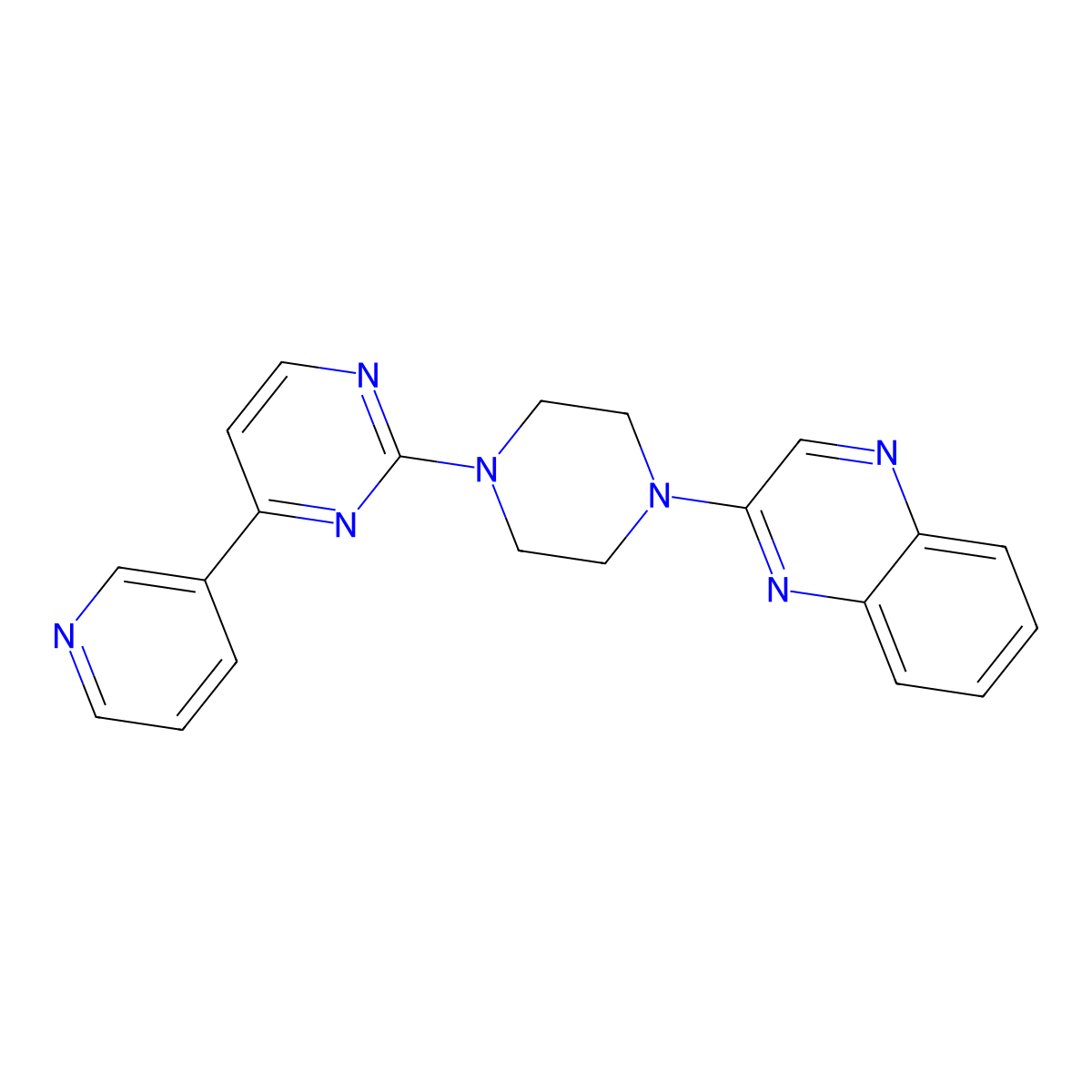 2-{4-[4-(Pyridin-3-yl)pyrimidin-2-yl]piperazin-1-yl}quinoxaline molecular structure, CAS 2742038-33-9