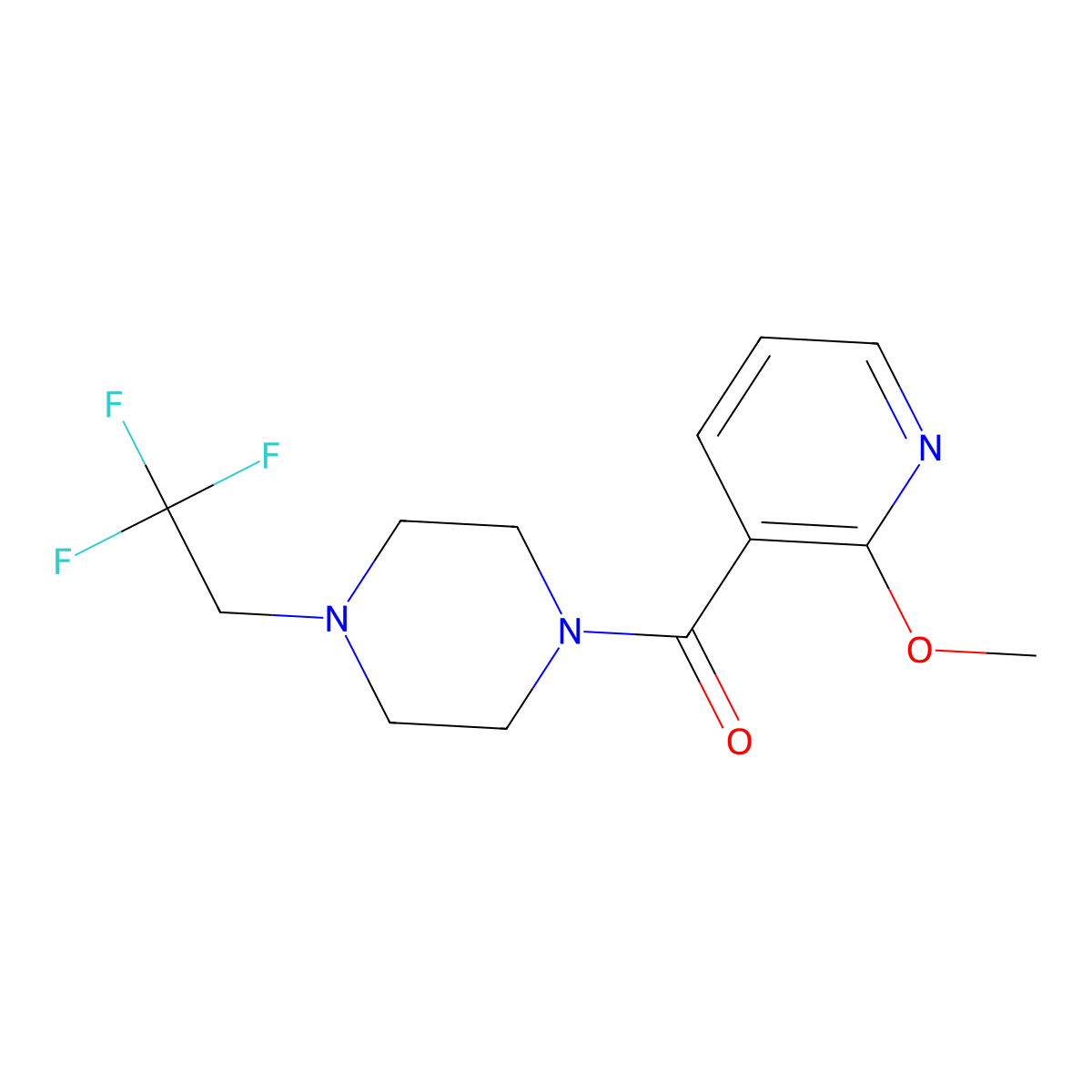 1-(2-Methoxypyridine-3-carbonyl)-4-(2,2,2-trifluoroethyl)piperazine molecular structure, CAS 2742038-37-3