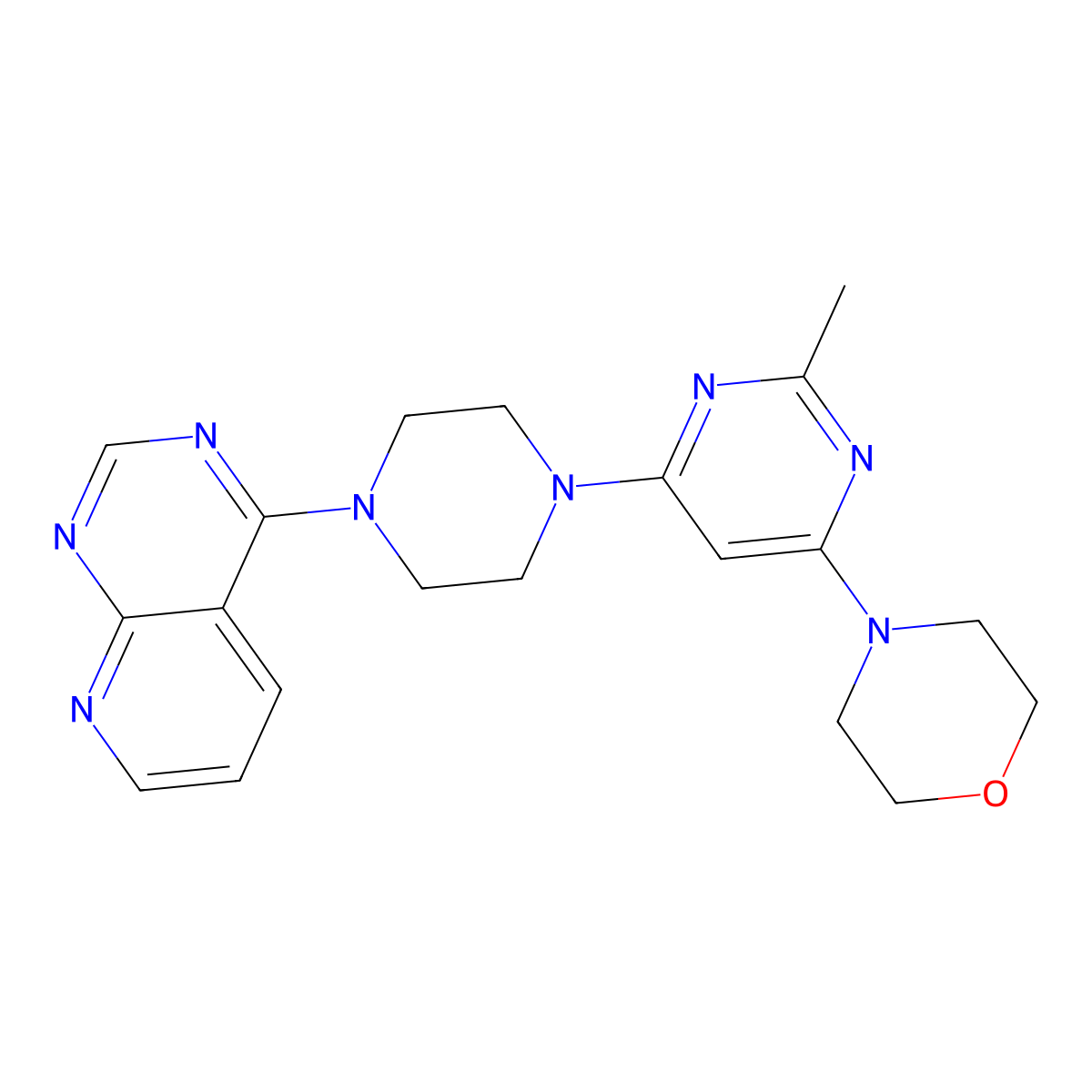 4-[2-Methyl-6-(4-{pyrido[2,3-d]pyrimidin-4-yl}piperazin-1-yl)pyrimidin-4-yl]morpholine molecular structure, CAS 2742038-43-1