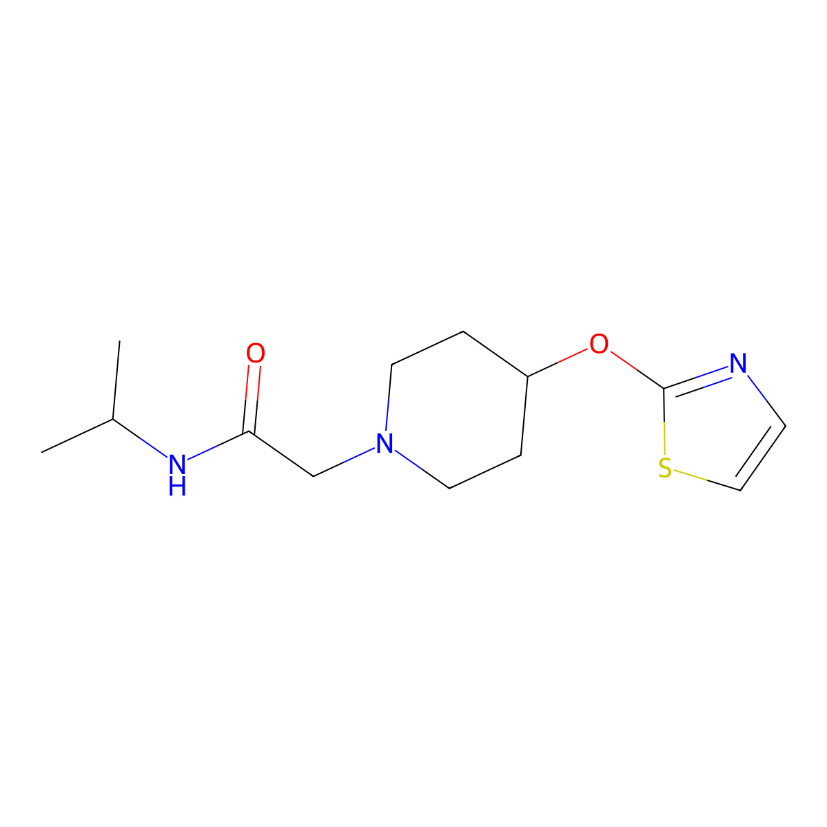 N-(propan-2-yl)-2-[4-(1,3-thiazol-2-yloxy)piperidin-1-yl]acetamide molecular structure, CAS 2742038-48-6