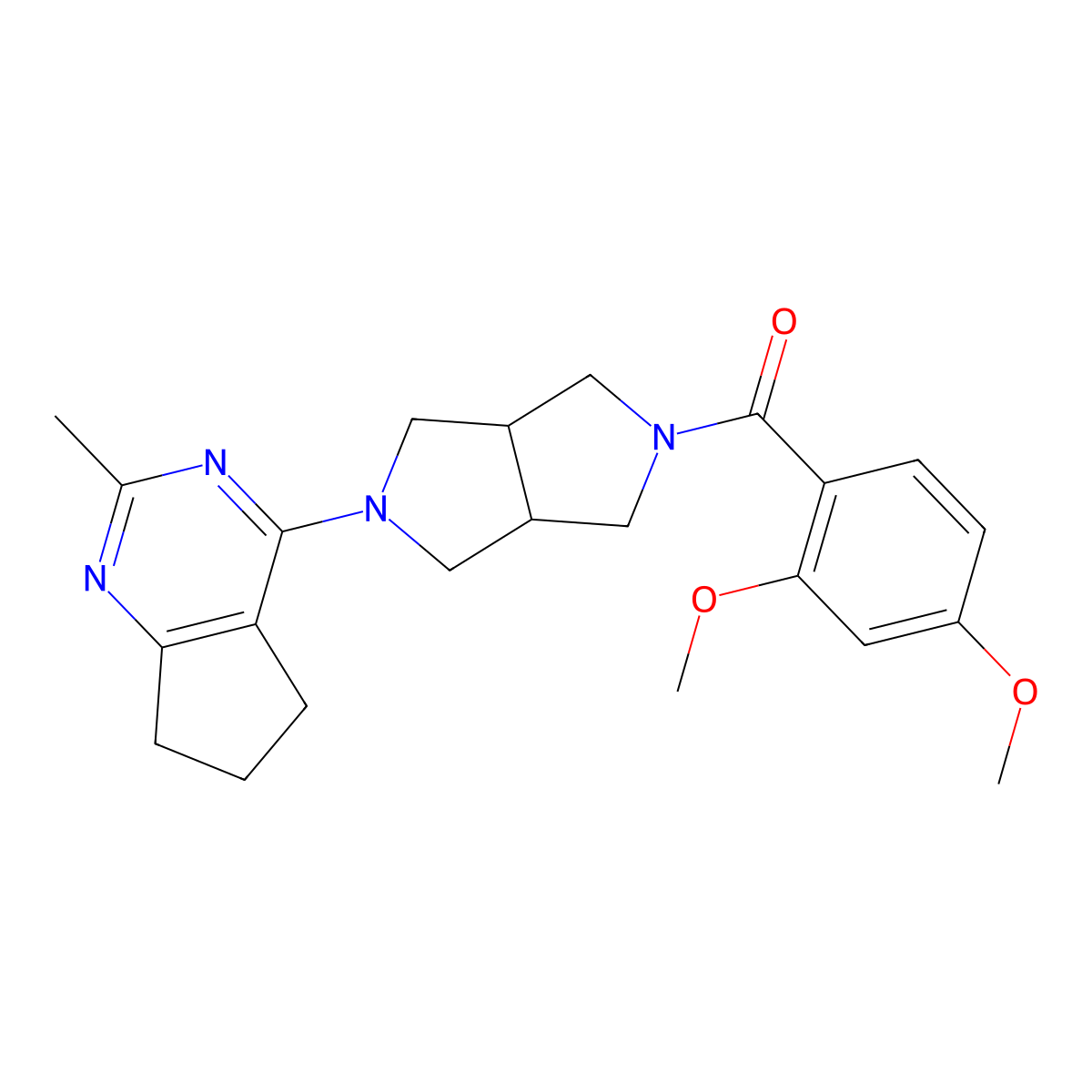 2-(2,4-dimethoxybenzoyl)-5-{2-methyl-5H,6H,7H-cyclopenta[d]pyrimidin-4-yl}-octahydropyrrolo[3,4-c]pyrrole molecular structure, CAS 2742038-49-7