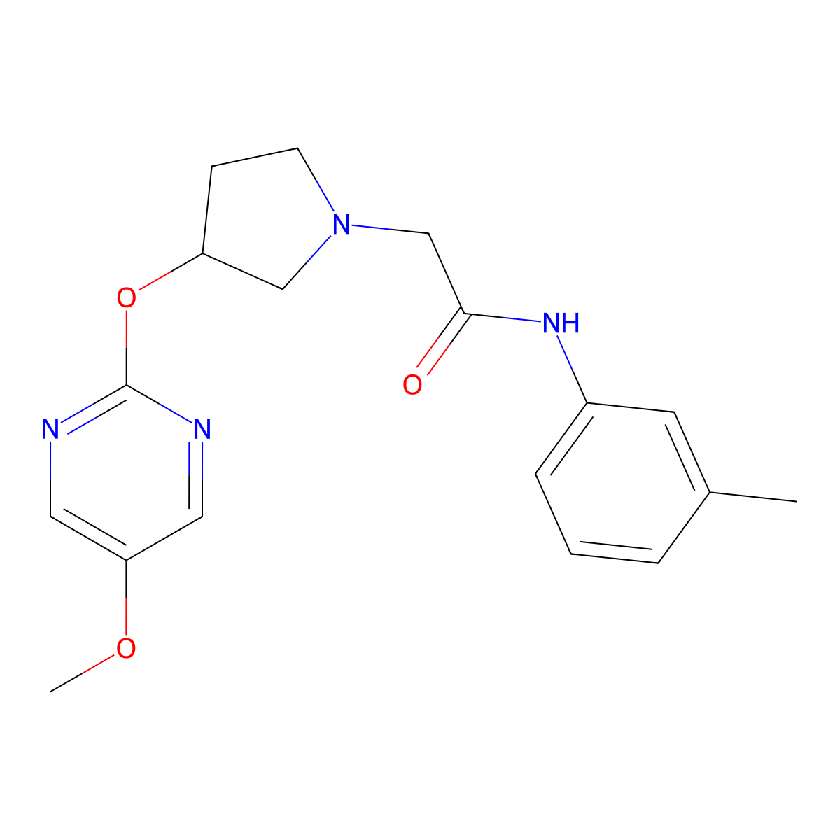 2-{3-[(5-methoxypyrimidin-2-yl)oxy]pyrrolidin-1-yl}-N-(3-methylphenyl)acetamide molecular structure, CAS 2742038-51-1