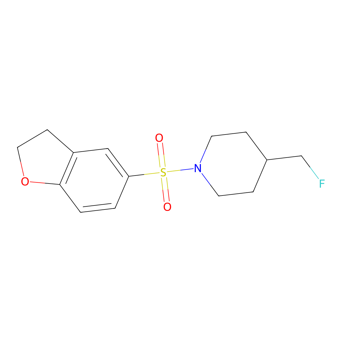 1-(2,3-Dihydro-1-benzofuran-5-sulfonyl)-4-(fluoromethyl)piperidine molecular structure, CAS 2742038-60-2