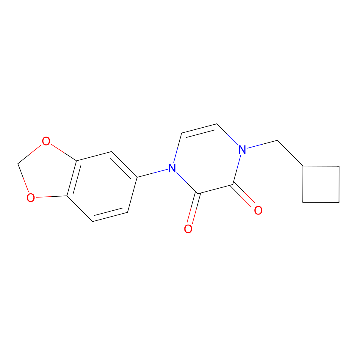 1-(2H-1,3-benzodioxol-5-yl)-4-(cyclobutylmethyl)-1,2,3,4-tetrahydropyrazine-2,3-dione molecular structure, CAS 2742038-62-4