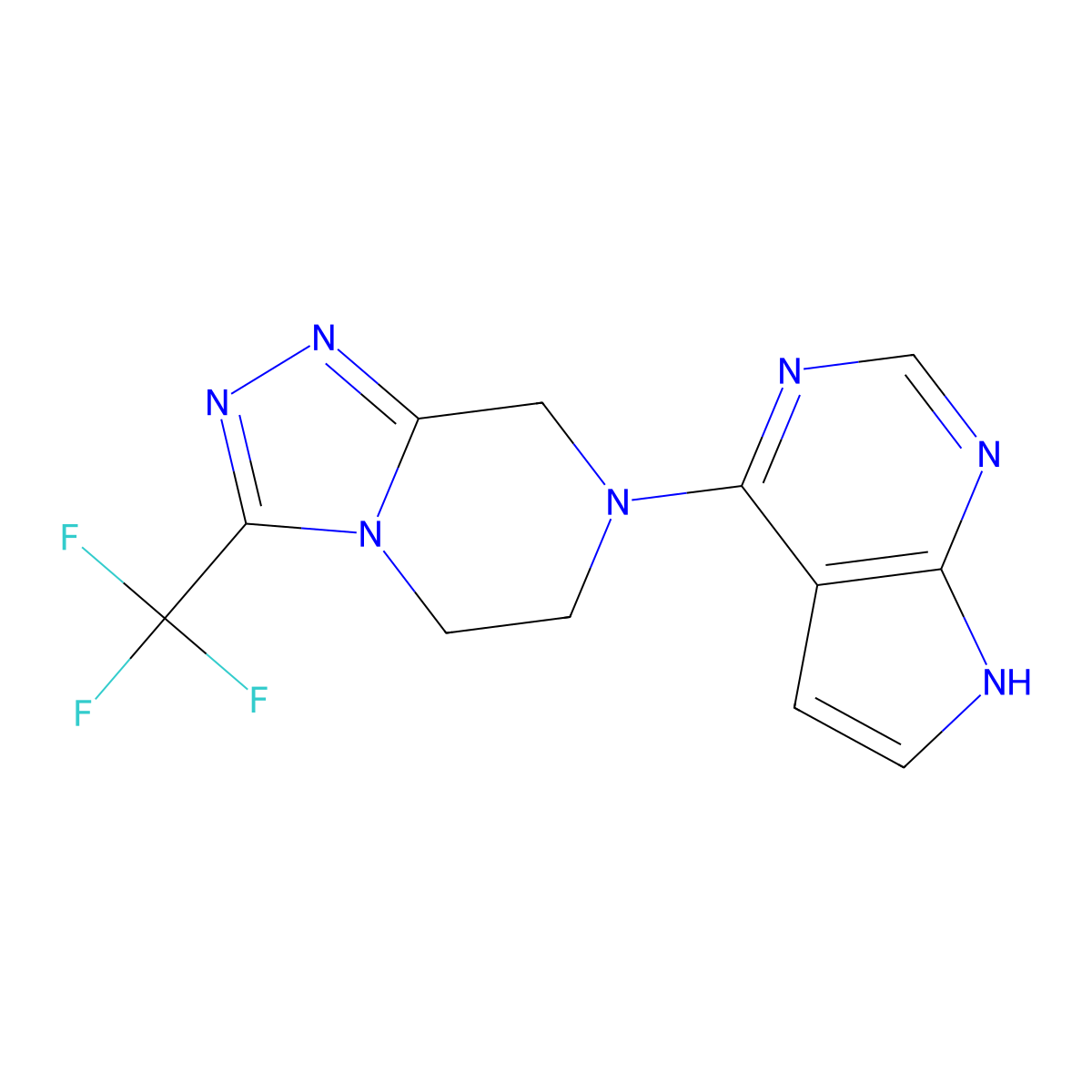 7-{7H-pyrrolo[2,3-d]pyrimidin-4-yl}-3-(trifluoromethyl)-5H,6H,7H,8H-[1,2,4]triazolo[4,3-a]pyrazine molecular structure, CAS 2742038-65-7