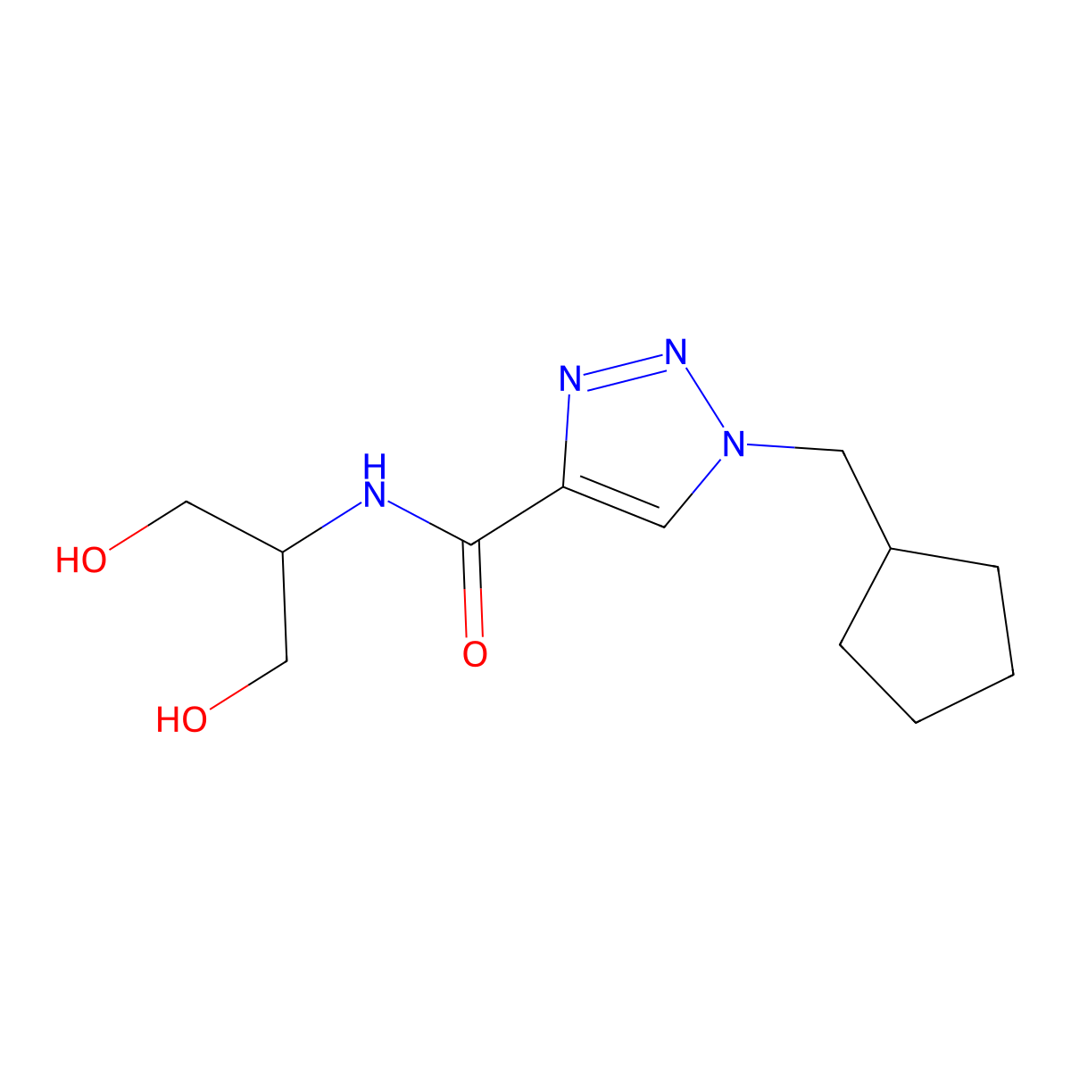 1-(cyclopentylmethyl)-N-(1,3-dihydroxypropan-2-yl)-1H-1,2,3-triazole-4-carboxamide molecular structure, CAS 2742038-68-0