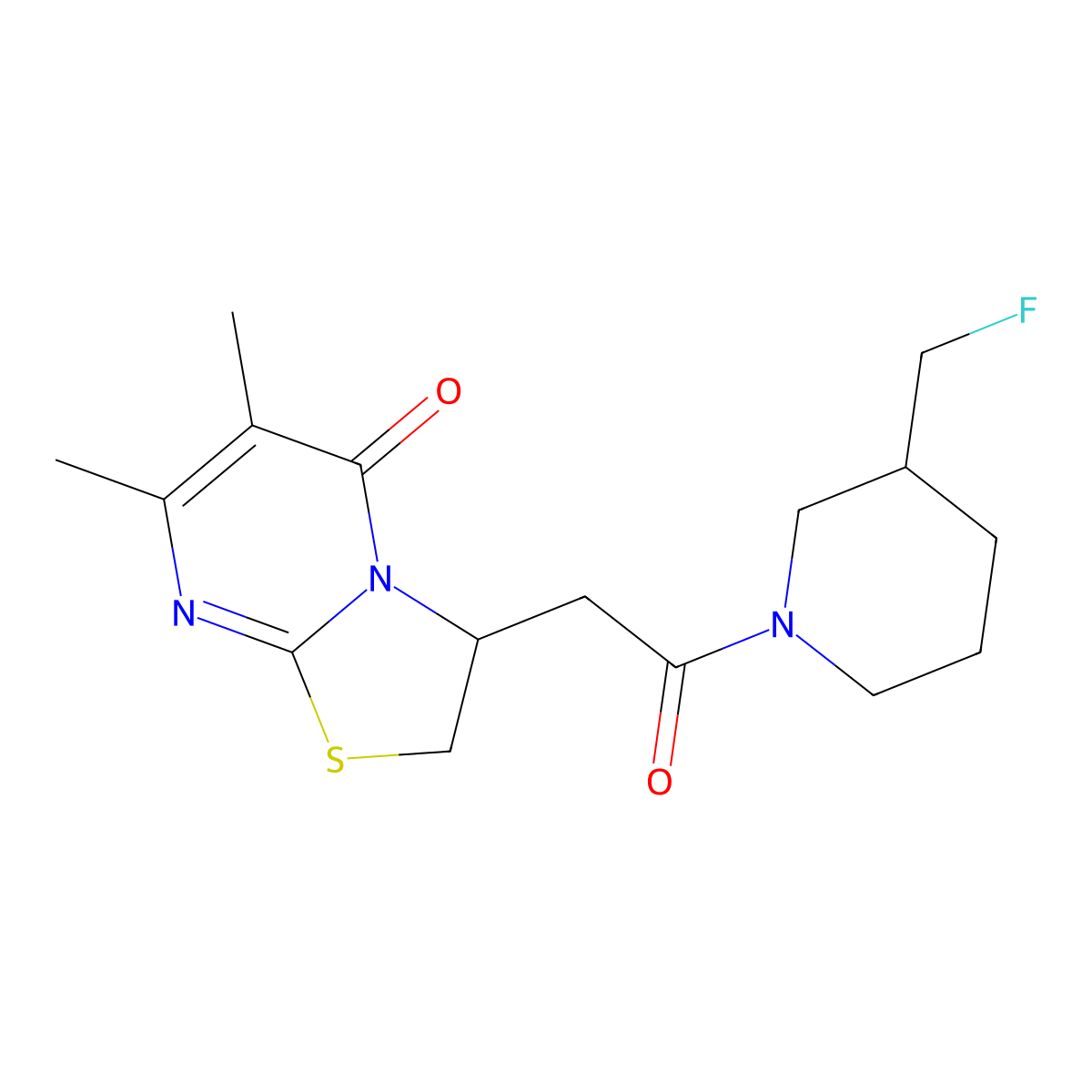 3-{2-[3-(fluoromethyl)piperidin-1-yl]-2-oxoethyl}-6,7-dimethyl-2H,3H,5H-[1,3]thiazolo[3,2-a]pyrimidin-5-one molecular structure, CAS 2742038-70-4