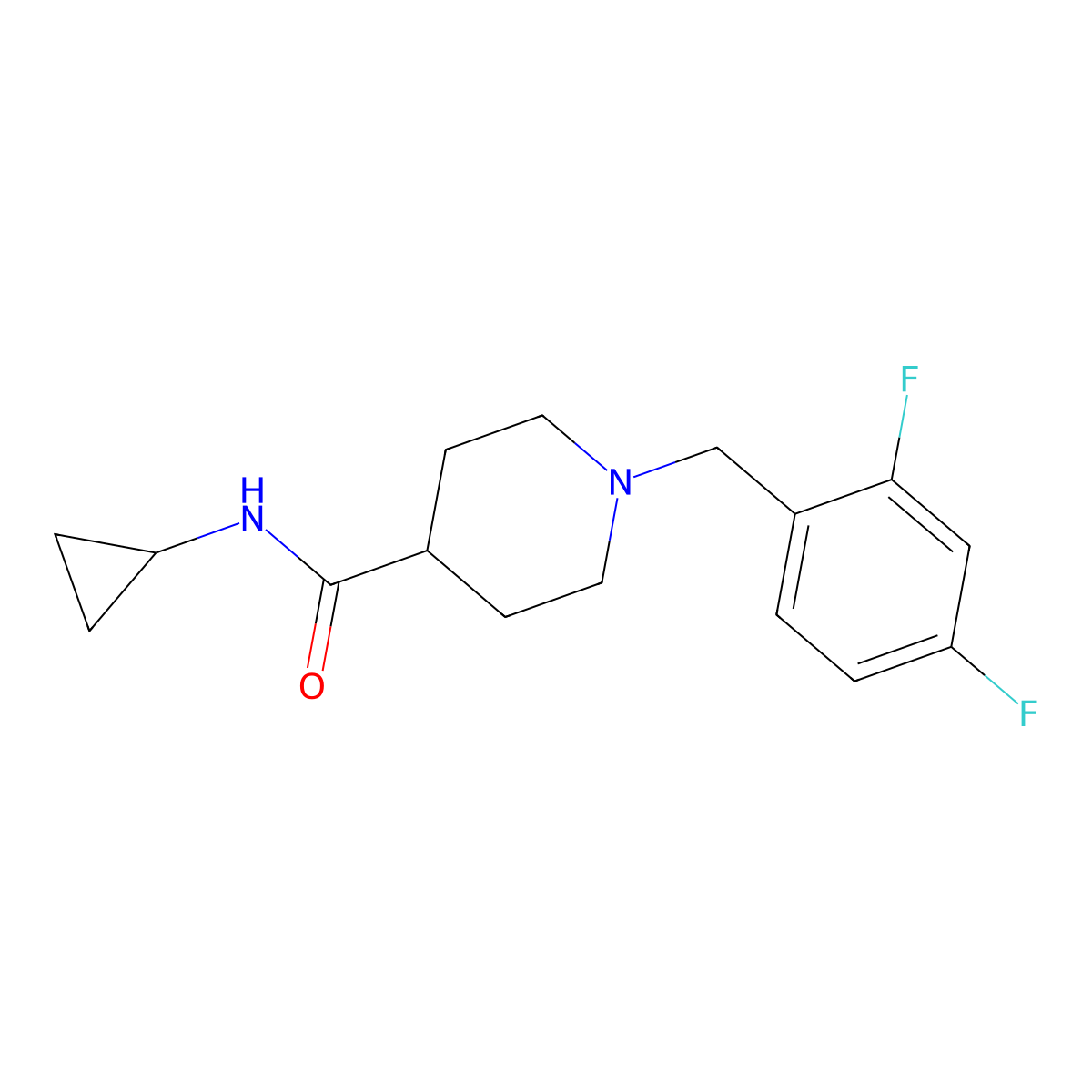 N-cyclopropyl-1-[(2,4-difluorophenyl)methyl]piperidine-4-carboxamide molecular structure, CAS 2742038-71-5