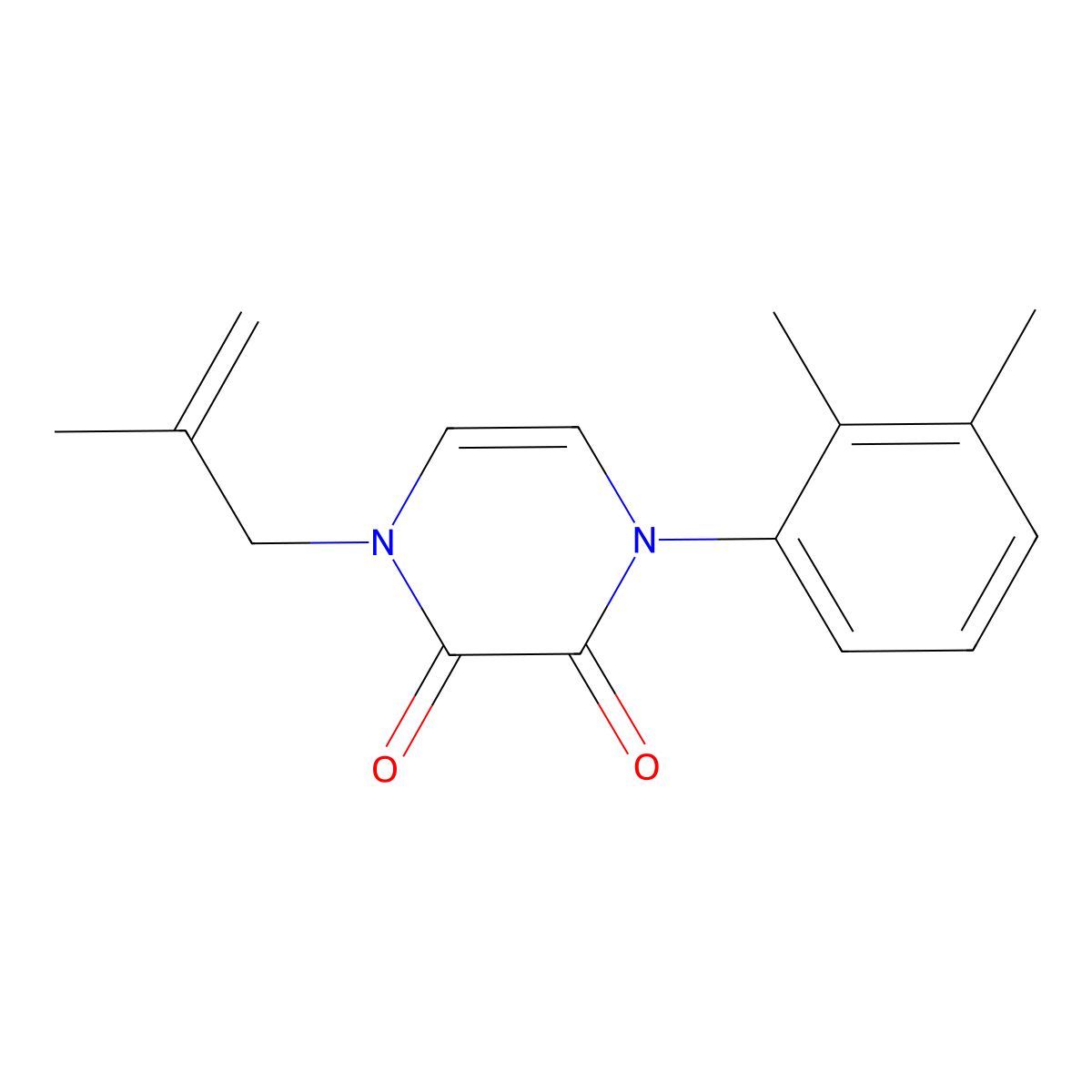1-(2,3-Dimethylphenyl)-4-(2-methylprop-2-en-1-yl)-1,2,3,4-tetrahydropyrazine-2,3-dione molecular structure, CAS 2742038-73-7