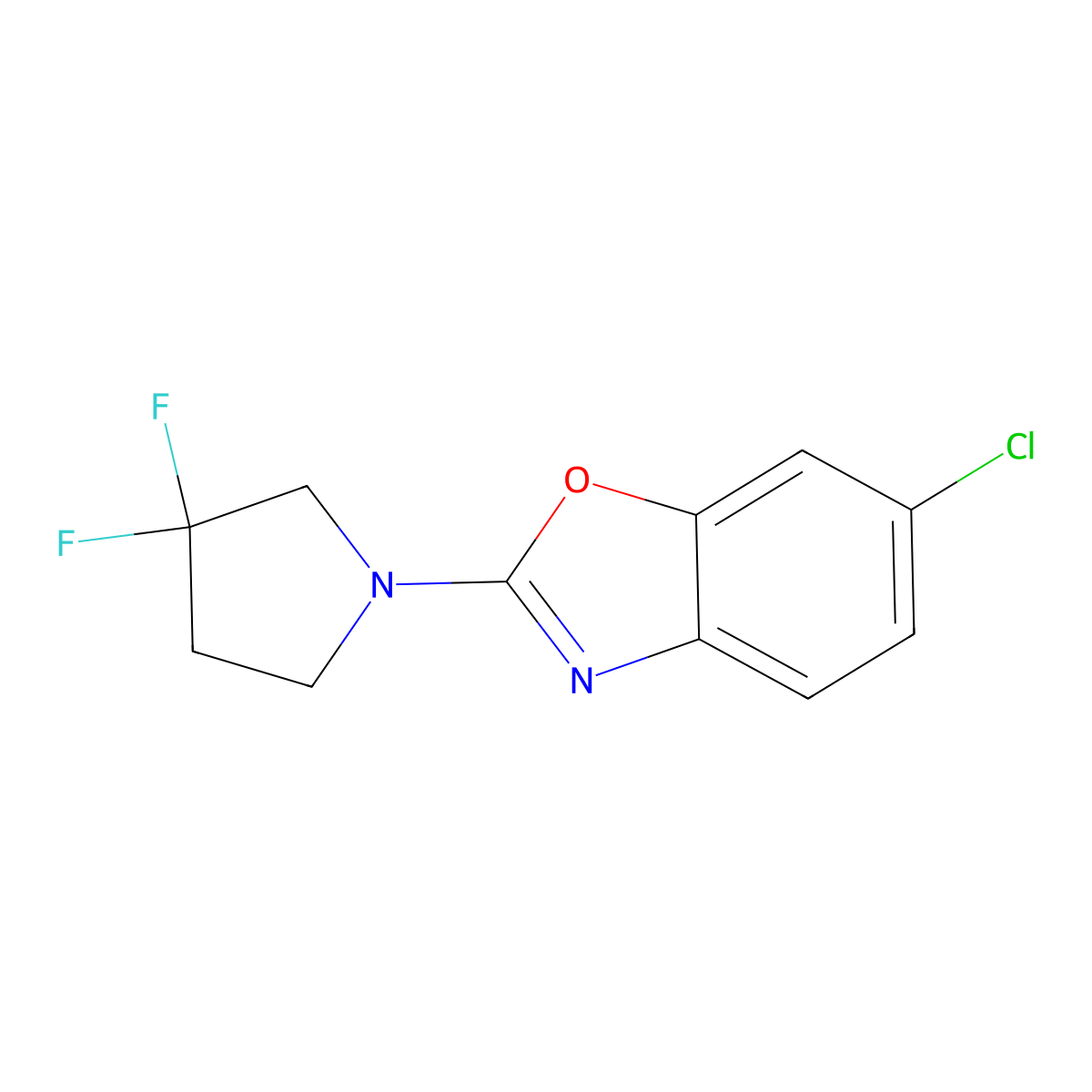 6-Chloro-2-(3,3-difluoropyrrolidin-1-yl)-1,3-benzoxazole molecular structure, CAS 2742038-76-0
